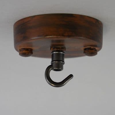 Ceiling Rose with Hook - Blackened Rust