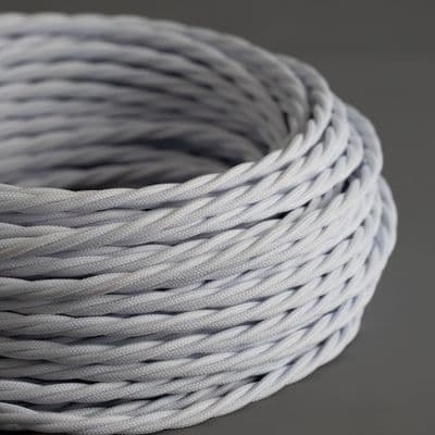 CHALK WHITE Braided Fabric Lighting Cable