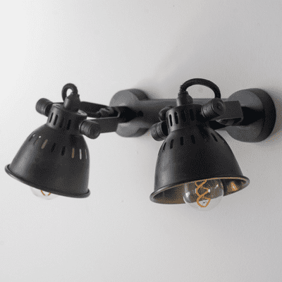 Double Spot - Matt Black with Antique Gold inner shade
