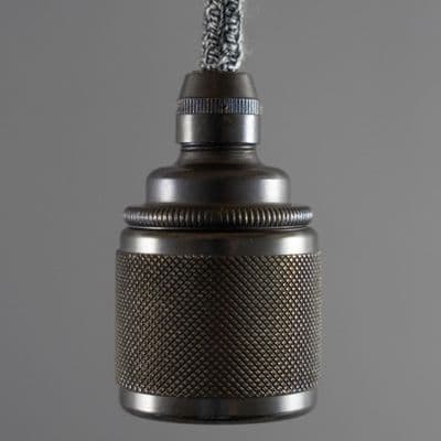 E27 Edison Socket Fully Knurled - Gun Metal
