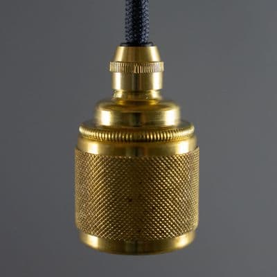 E27 Edison Socket Fully Knurled - Natural Brass