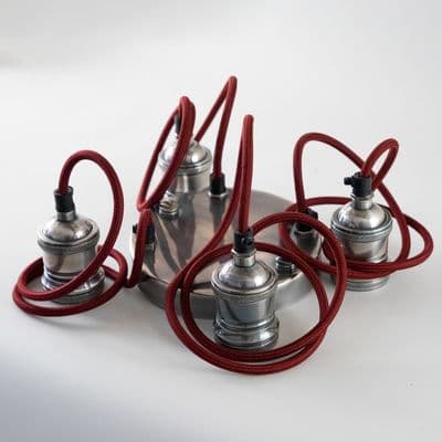 Four Bare Bulb Ceiling Pendant in Antique Nickel