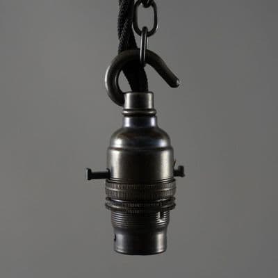 Hooked B22 Socket - Switched - Gun Metal