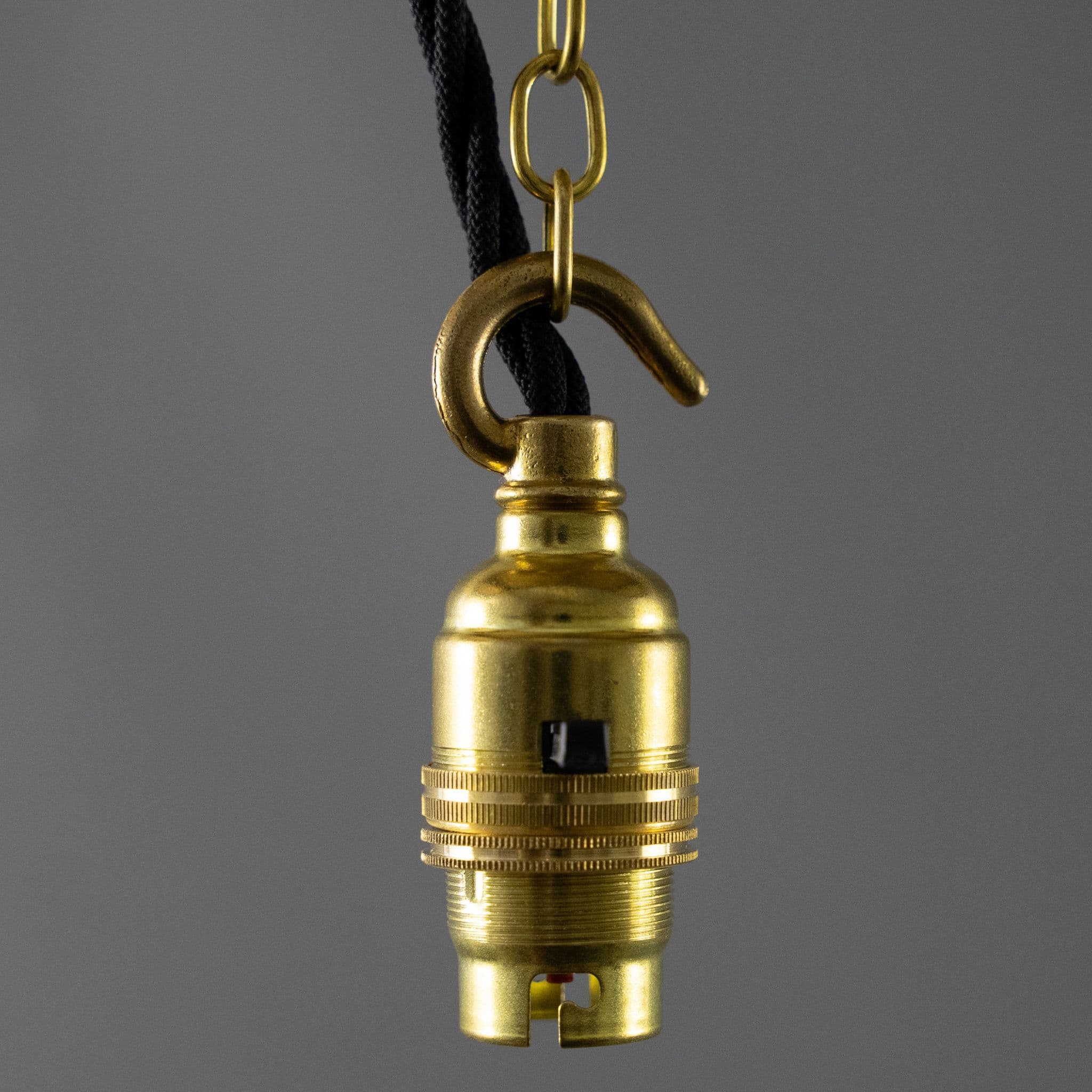 Hooked B22 Socket - Switched - Natural Brass