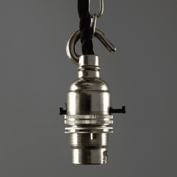 Hooked B22 Socket - Switched - Nickel