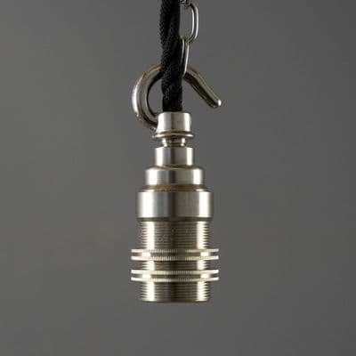 Hooked E14 Socket (with shade rings) - Nickel