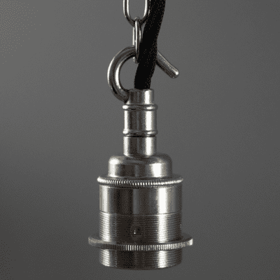 Hooked E27 Socket (with shade ring)- Nickel