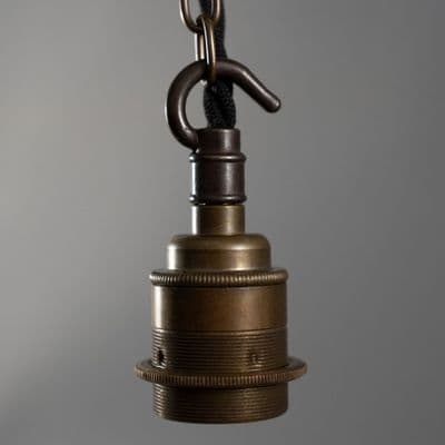 Hooked E27 Socket (with shade ring) - Old English