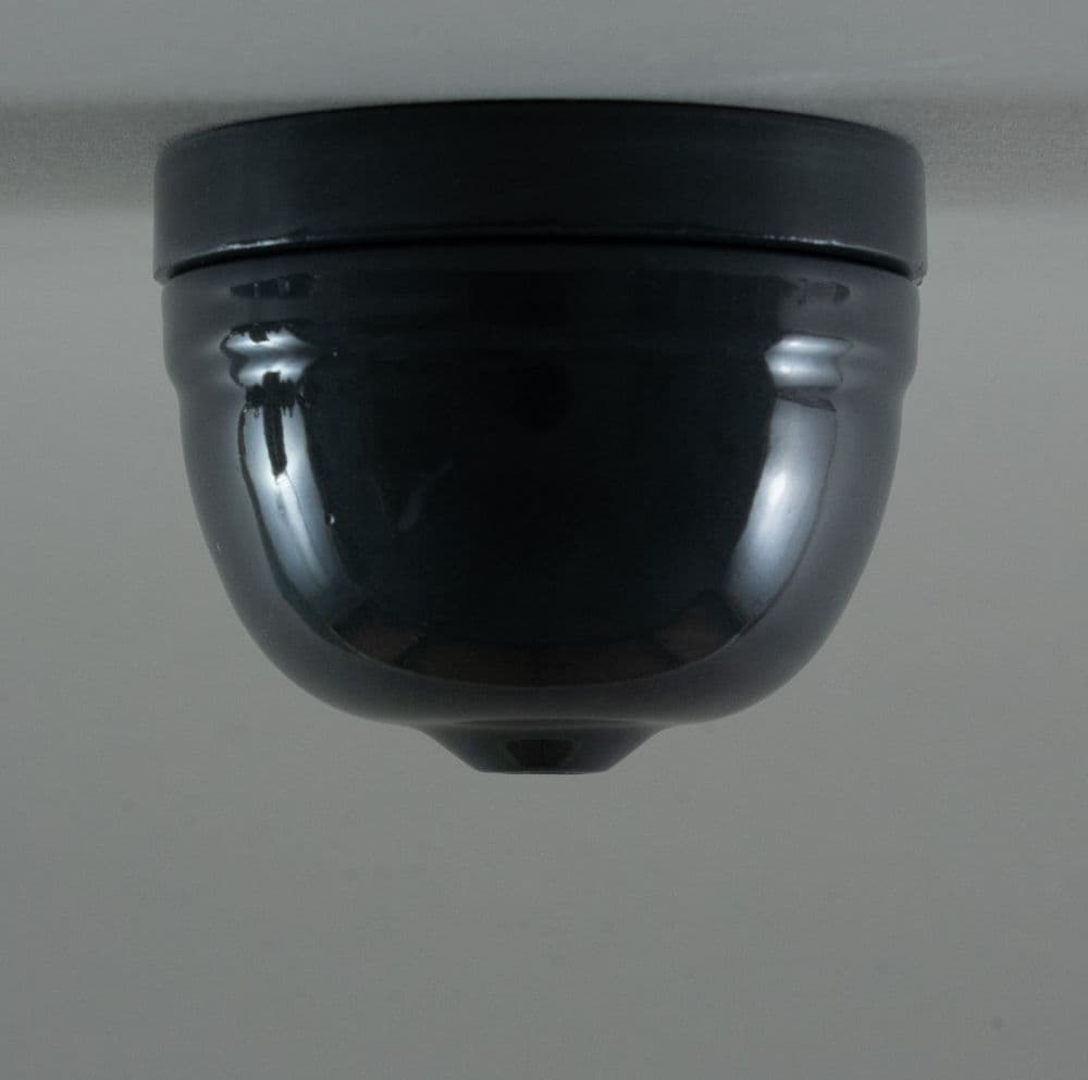 Porcelain Ceiling Rose Domed Black
