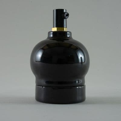 Porcelain E27 Bulbous Light Socket - Black