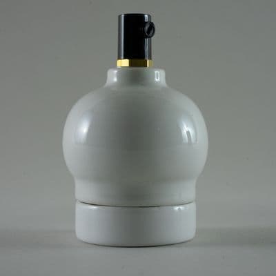 Porcelain E27 Bulbous Light Socket - Pebble Grey