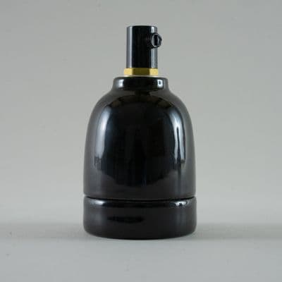 Porcelain E27 Light Socket - Black