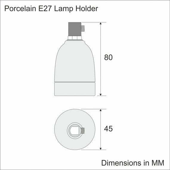 Porcelain E27 Light Socket - Pebble Grey