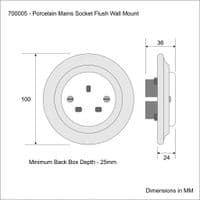 Porcelain Single Wall Mains Socket - White