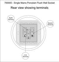 Porcelain Single Wall Mains Socket - White