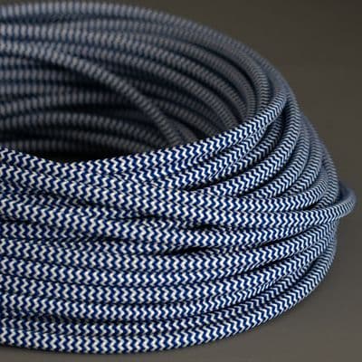 SAWTOOTH BLUE & WHITE Fabric Lighting Cable