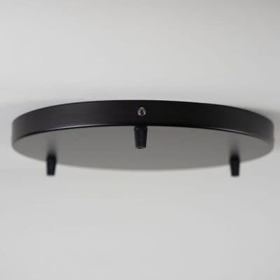 Simple Black Steel 3 Cable Ceiling Rose -  300mm - XX LARGE