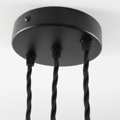 Simple Black Steel 3 Cable Ceiling Rose - Large