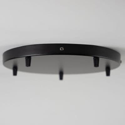 Simple Black Steel 5 Cable Ceiling Rose - 300mm - XX Large