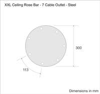 Simple Black Steel 7 Cable Ceiling Rose - 300mm - XX Large