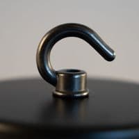 Simple Black Steel Single Cable Ceiling Rose with Gun Metal Hook
