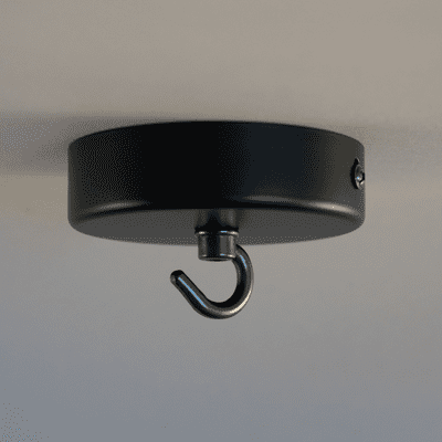 Simple Black Steel Single Cable Ceiling Rose with Gun Metal Hook