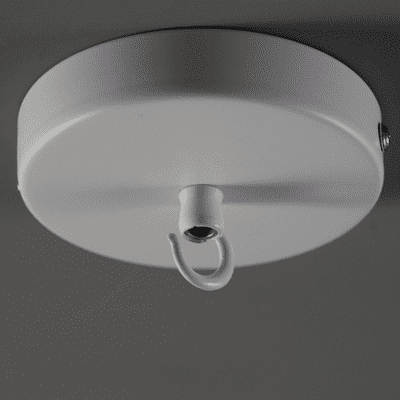 Simple White Steel Single Cable Ceiling Rose with Hook