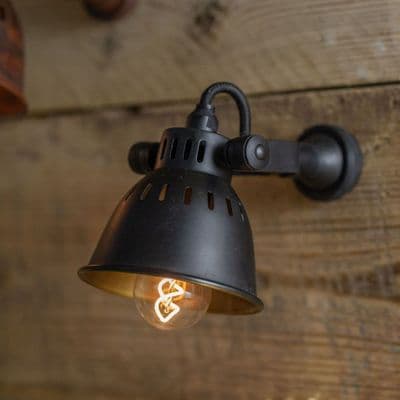 Single Spot - Matt Black with Antique Gold inner shade