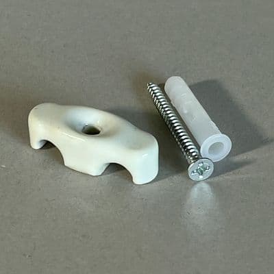 WHITE Double Porcelain Guide for Lighting Cable