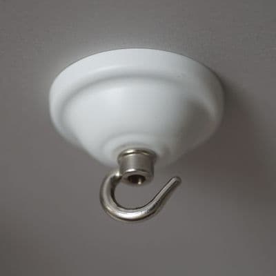 White Metal Ceiling Rose with Nickel Plated Hook