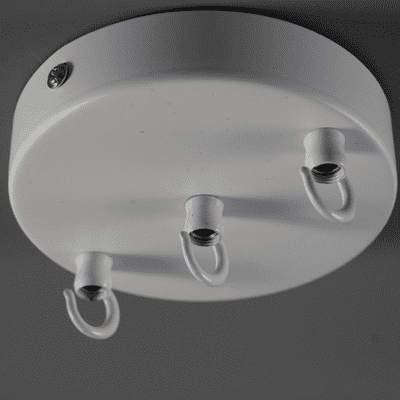 White Steel 3 Cable Ceiling Rose with Hook