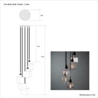 XL Five Bare Bulb Cube Cluster Ceiling Pendant