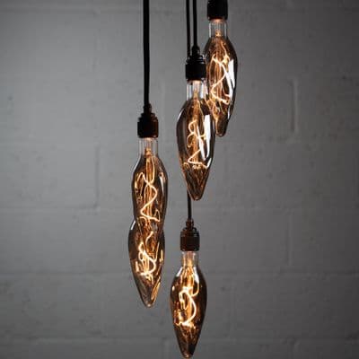 XL Five Bare Bulb Fambeau Titanium Cluster  Ceiling Pendant