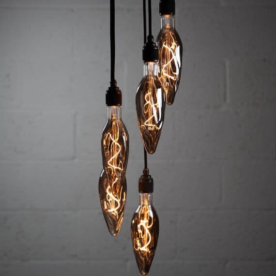 XL Five Bare Bulb Fambeau Titanium Cluster  Ceiling Pendant