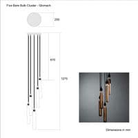 XL Five Bare Bulb Glomach Cluster ceiling pendant