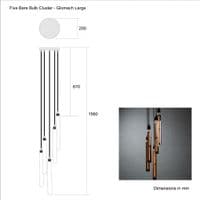 XL Five Bare Bulb Glomach Large Cluster Ceiling Pendant