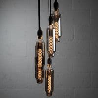 XL Five Bare Bulb  Piston Cluster Ceiling Pendant