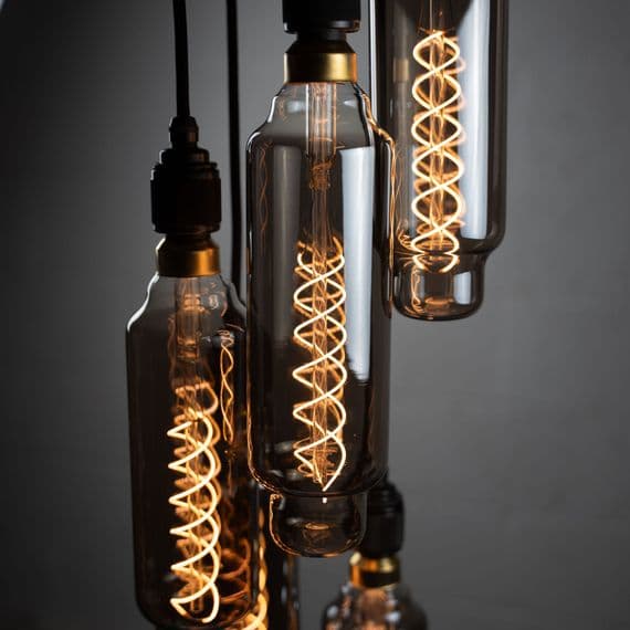 XL Five Bare Bulb  Piston Cluster Ceiling Pendant