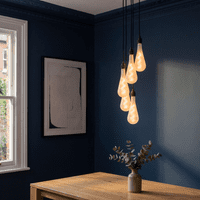 XL Five Bare Bulb  Smirr Frost Cluster Ceiling Pendant