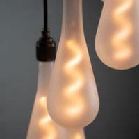 XL Five Bare Bulb  Smirr Frost Cluster Ceiling Pendant