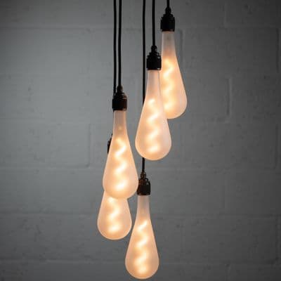 XL Five Bare Bulb  Smirr Frost Cluster Ceiling Pendant