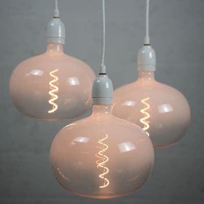 XXL Three Bare Bulb Chalk White Cluster Pendant with Goose Egg bulbs