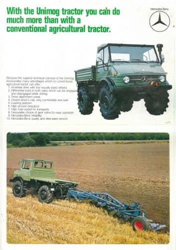 2 x Mercedes Benz Unimog Brochures - not a Conventional Agriculture Tractor & Preserve Your Energy