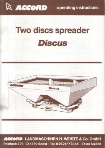Accord Discus Two Discs Spreader Operators Manual