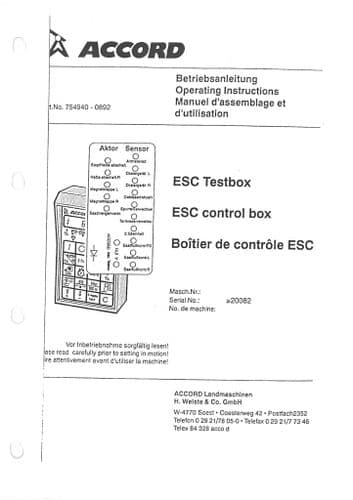 Accord ESC Testbox & Electronic Tramline Control BTC / FGS Operators Manual