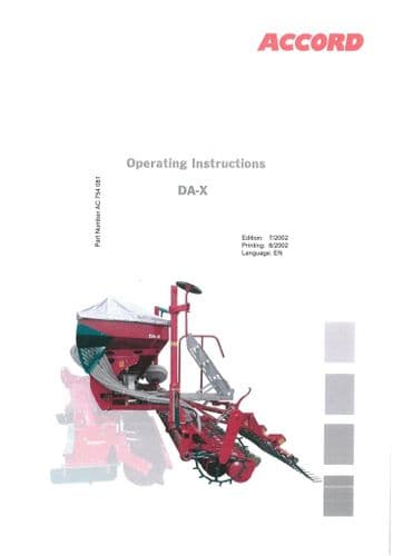 Accord Seed Drill DA-X Operators Manual