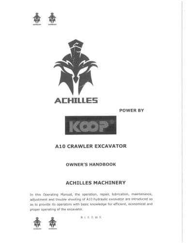 Achilles Crawler Excavator A10S Operators Manual