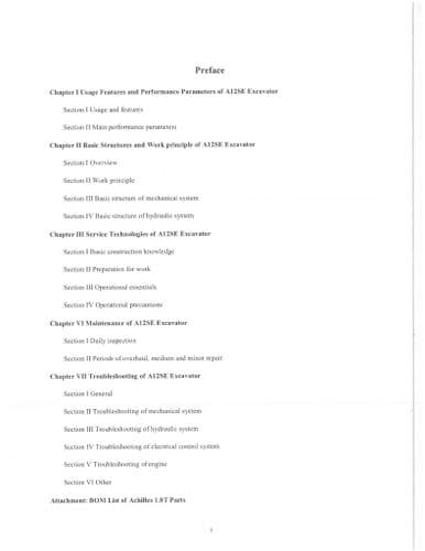 Achilles Crawler Excavator A12SE Operators Manual