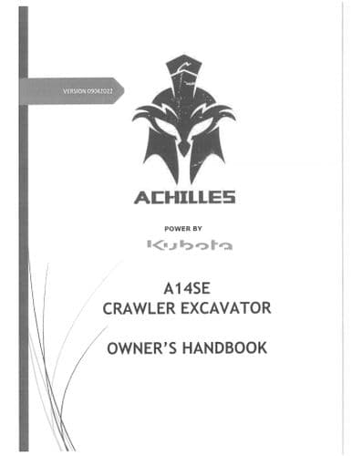 Achilles Crawler Excavator A14SE Operators Manual
