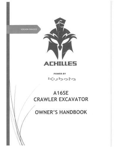 Achilles Crawler Excavator A16SE Operators Manual